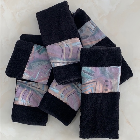 Fieldcrest Bath Authentic Black Custom Designer Hand Towels Poshmark